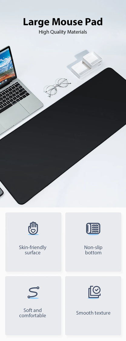 لوحة ماوس كبيرة مضادة للانزلاق من المطاط لألعاب الكمبيوتر الشخصي، حصيرة مكتب ذات حافة مخيطة، ملحقات لوحة ماوس كبيرة للألعا